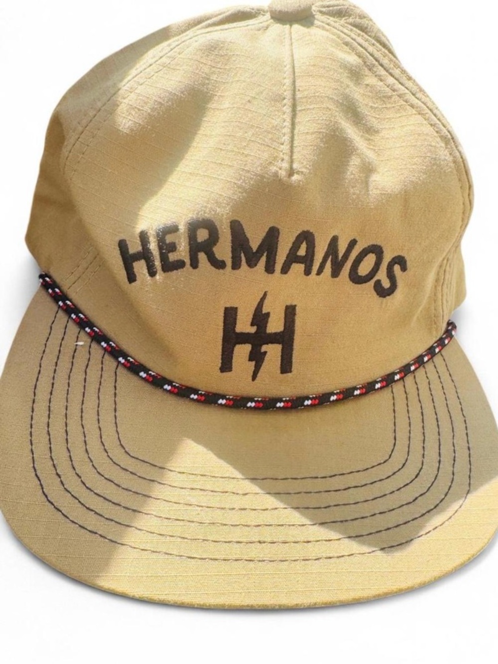 Khaki rope snapback hat Hermanos Howler Bros relaxed outdoor streetwear gorpcore
